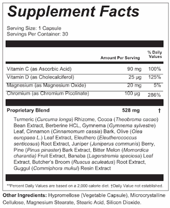 MetaGlucent supplement facts